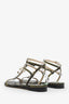Jimmy Choo Green/Grey Snake Alodie Flat Sandals Size 38.5