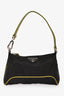 Prada Black Nylon and Green Saffiano Leather Pochette