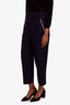 Chloe Black Silk Blend Wide Leg Cropped Trousers Size 38