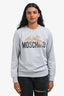 Moschino Teen Grey Marl Cotton Teddy Bear Logo Print Long Sleeve T-Shirt Size 14 Kids