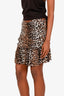 Ganni Cheetah Printed Ruffle Mini Skirt Size 40
