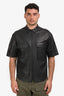 Frame Black Lamb Leather Modern Short Sleeve Zippered Shirt Size S Mens
