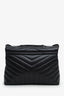 Saint Laurent Black Chevron Leather Medium Loulou Bag