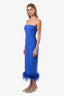 Amanda Uprichard Blue Sleeveless Feather Detail Dress Size S