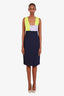 Versace Navy Colourblock Midi Dress Size 46