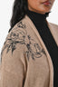 360 Cashmere Camel Cashmere Floral Print Skull Embroidered Long Cardigan Size XS