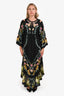 Vilshenko Black Floral Silk Long Sleeve Cold Shoulder Dress Size 16