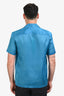 Helmut Lang Blue Silk Short Sleeve Button-Up Top Size Small Mens