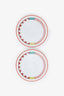 Hermès Orange/White Tressages Equestre Porcelain Cup and Saucer Set X2