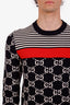 Gucci Navy/White Cotton GG Logo Crewneck Sweater Size S Mens