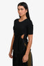 3.1 Phillip Lim Black Ribbed Scallop Neck Short Sleeve Side Tie Top Size XS