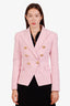 Balmain Pink Wool Double Breasted Blazer Size 34