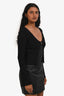 Maje Black Ribbed Gold Button Detail Long Sleeve Cropped Cardigan Size 1