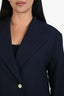 Sibel Saral Navy Pinstripe Flannel Blazer + Trouser Set Size L