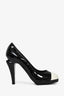 Pre-loved Chanel™ Black/White Patent Cap Toe Platform Heels Size 42