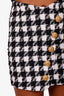 Balmain Black/White Houndstooth Tweed Double Breasted Blazer + Mini Skirt Set Size 36