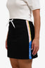 Miu Miu 2018 Black Striped Logo Side Mini Skirt Size M