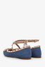 Valentino Denim/Nude Leather Rockstud Ballerina Flats Size 37