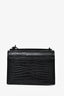 Saint Laurent 2017 So Black Croc Embossed Medium 'Sunset' Shoulder Bag
