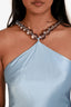Staud Blue Satin Beaded Mini Halter 'Cadence' Dress Size 6