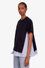 Sacai Black/Blue Asymmetrical Hem T-shirt Size 3