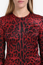 Dolce & Gabbana Burgundy Leopard Print Long Sleeve Buster Dress Size 44