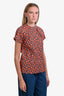 Marni Orange/Blue Floral Short Sleeve Top Size 40