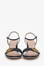 Gucci Black Leather GG Open Toe Heels Size 37.5