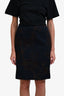 Dries Van Noten Navy Jacquard Floral Skirt Size 38