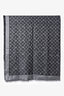 Louis Vuitton Black/Grey Silk Wool Metallic Logo Fringe Scarf