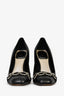 Christian Dior Black Leather Block Heel Pumps Size 37