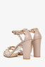 Valentino Nude Leather Rockstud Block Heels Size 36
