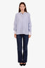 Prada Dark Blue Triangle Logo Flare Jeans Size 27