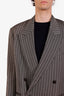Dries Van Noten Grey Striped Double-Breasted Oversized Blazer Size M Men's