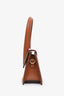 Jacquemus Brown Leather Le Chiquito Moyen Top Handle Bag with Strap