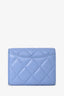 Pre-loved Chanel™ 2020 21 Light Blue Lambskin Interlocking CC Card Holder on Chain