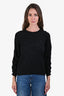 Joie Black Knit Leopard Print Ruched Sleeve Sweater Size S