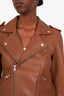 Maje Brown Biker Cropped Jacket Size 38