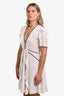 Maje White/Red Ruffled V-Neck Short Sleeve Mini Dress Size 3