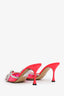 Mach & Mach Pink Double Bow Crystal-Embellished PVC Heels Size 40
