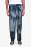 Issey Miyake Homme Plisse Blue Patterned Pants Size 1 Men's