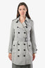 Burberry Grey Double Breasted Mid Length Trench Coat Size 10