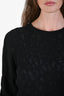 Joie Black Knit Leopard Print Ruched Sleeve Sweater Size S