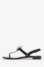 Prada Black Patent Leather Floral Applique T-Strap Sandals Size 39.5