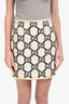 Gucci 2019 Cream/Black GG Tweed Mini Skirt Size 40