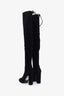 Stuart Weitzman Black Suede Over The Knee Heeled Boots Size 8