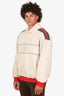 Gucci Beige Web Striped Light Neoprene Logo Hoodie Size XL Men's