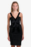 Nina Ricci Black Rouchet Velvet Bow Midi Dress est Size 6