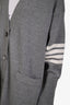 Thom Browne Grey Wool Striped Sleeve Long Cardigan Size 0