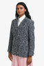 Pre-loved Chanel™ 2015 Navy Multi-Colour Tweed Double Breasted Blazer Size 34